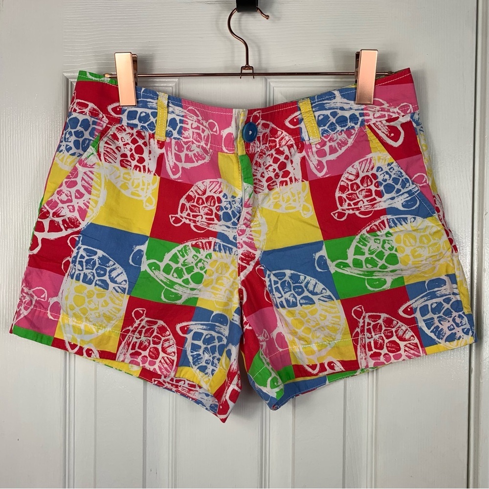 Lilly Pulitzer Turtle Shorts Colorblock Womens Size 8
